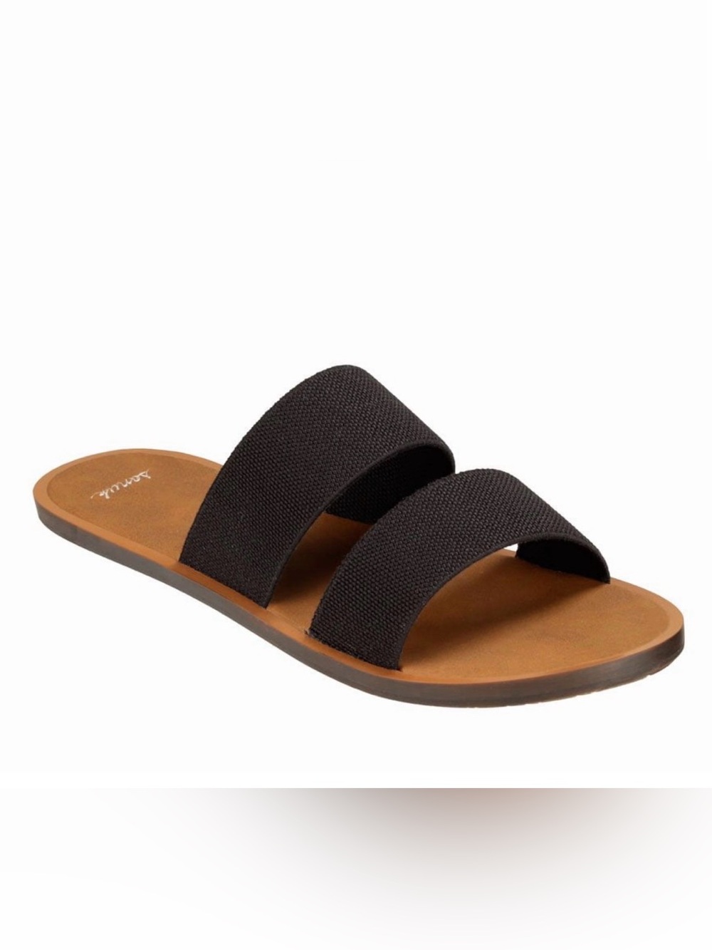 Sanuk Yoga Gora Gora TX Sandal - Black slides, woven cotton straps Size: 7